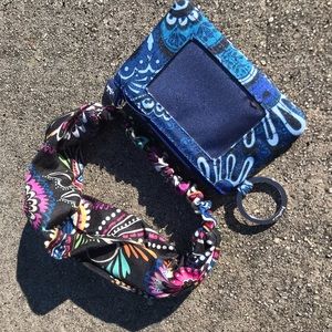 Vera Bradley Set Card Holder Case And Headband Lot